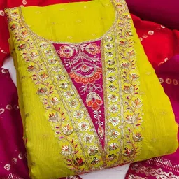 KALINI Green Modal Cotton Butti With Coding Work Unstitched Dress Material-image-20
