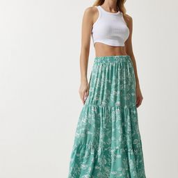 Happiness istanbul Printed High Rise Flared Maxi Skirts-image-41