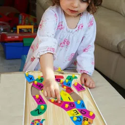 Wooden English AtoZ Alphabets/Animal Cat Puzzle Tray with Knob Educational Board-20