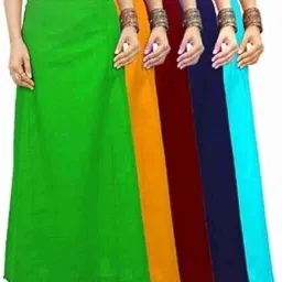 SHIVAWORLD Women's Readymade Inskirt Saree with drowstring Polycotton Petticoat-image-60
