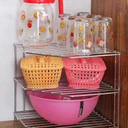Utensil Kitchen Rack Utensil Kitchen Rack Steel Stainless Steel 2 -Tier Kitchen Corner Rack Iron-image-25