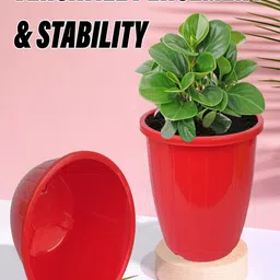 Kuber Industries Set Of 5 Red & Yellow Solid Flower Pot image 3