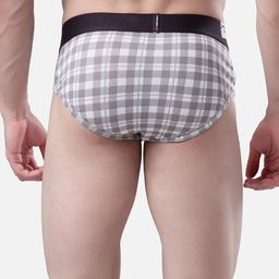 UnderJeans by Spykar Men White & Grey Checked Basic Briefs UJMBRRPBS035WHITECHECK image 3