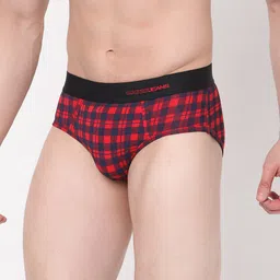 UnderJeans by Spykar Men Blue & Red Checked Basic Briefs UJMBRRPBS035BLUECHECK image 3
