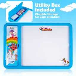 avis 2 in 1 Unicorn Writing Slate with Pencil box for kids Blue image 2