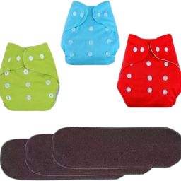 Newborn Nappy for Baby| Reusable Adjustable Pack of 3 Cloth Diaper+3 Insert Pads-image-79