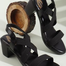 Denill Women Black Gladiator Heels-image-2