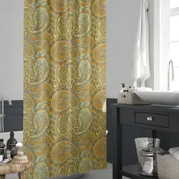 ArtzFolio Yellow & Orange-Coloured Paisley Printed Waterproof Shower Curtain-76