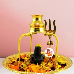DARIDRA BHANJAN Black & Yellow Shivling Pooja Set with Trishul-24