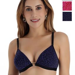 SELFCARE Pink Non-Wired Lycra Plunge Bra-image-19