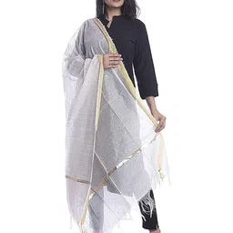 Kemza Checked Chanderi Silk Dupatta With Zari-picture-13