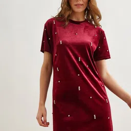 Olalook Women Embellished T-shirt Mini Dress-image-39