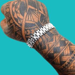 Dynamic Retail Global Men Stainless Steel Silver-Plated Link Ethnic Bracelet-image-53