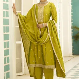 VredeVogel Women Ethnic Motifs Embroidered Kurta with Trousers & With Dupatta-picture-2
