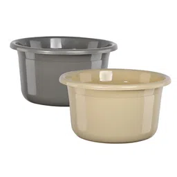 Aura Grey & Beige Set Of 2 piece Solid Plastic Bath Accessories Set-3