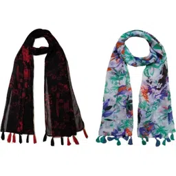 StoleVilla Women's Printed Designer Chiffon Stoles and Scarf (Multicolor) - Pack of 6-image-24