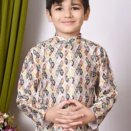 NFC CREATION Boys Embroidered Regular Sequinned Dupion Silk Kurta with Patiala image 2