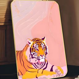 Livin'luxe Pink & Mustard Tiger Printed Wall Art-picture-5