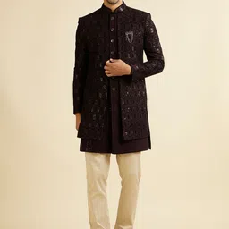 Manyavar Men Mandarin Collar Embroidered Sherwani-image-11
