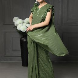 Thishma Embellished Sequinned Pure Georgette Saree-image-94