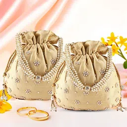 Kuber Industries Set Of 2 Embroidered Embellished Shagun Potli Clutch-picture-30