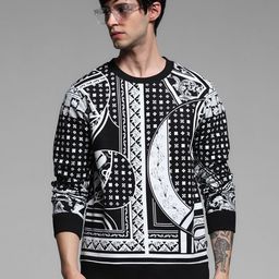 Jack & Jones Men Abstract Printed Round Neck Cotton Pullover Ribbed Sweatshirt-picture-29