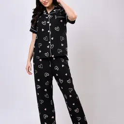 Stem Rope Conversational Print Cuban Collar Night Suit-picture-0