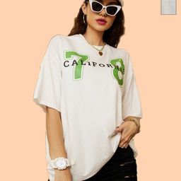 Dreambe Women 2 Printed V-Neck Extended Sleeves T-shirt-picture-8