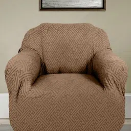 Stylista Brown Polyester Sofa Cover With Arms-image-83