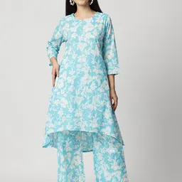 ARAVALII Printed Pure Cotton Round Neck Tunic With Palazzos Co-Ords-image-43