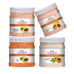 Pink Root Papaya Eco Scrub Cream Gel Face Mask Facial Kit-500gm Each-18