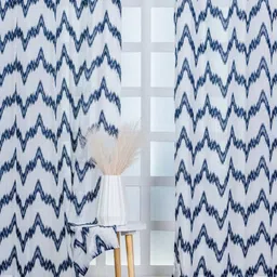 Parda Online White & Grey Set of 4 Geometric Sheer Door Curtain-21