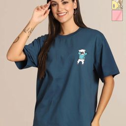Mast & Harbour Pack Of 3 Cartoon Printed Round Neck Cotton Oversized T-shirt-image-66