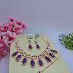 VATSALYA creation Rose Gold-Plated Artificial Stone Studded Jewellery Set-image-41