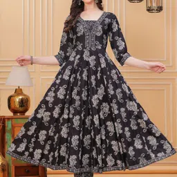 Da Vastraagaar Women Paisley Printed Empire Thread Work Pure Cotton Kurta with Pyjamas & With Dupatta-12
