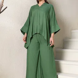 Ambraee V-Neck Tunic With Palazzo Co-Ord Set-image-3