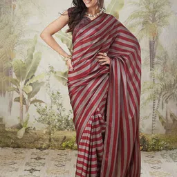 RACHNA Striped Satin Saree-image-13