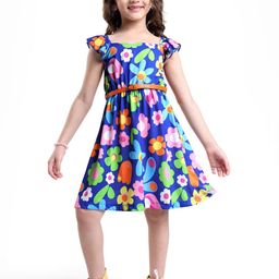 Hola Bonita Girls Floral Printed Fit & Flare Dress-image-6