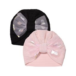 THE LITTLE LOOKERS Kids Pack Of 2 Soft Hosiery Turban Bow Knot Cap-11