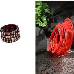 Somil Combo Glass Bangles For Women | Traditional Bangles Set | Daily, Festive & Party, Combo Of 2 Set, Maroon, Red-image-71