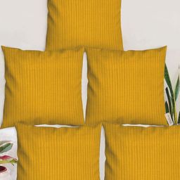 Blue Grass Yellow Set of 5 Striped Square Cushion Covers-image-46