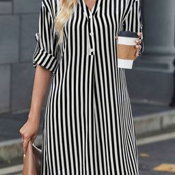 StyleCast x Revolte Striped Shirt Dress-image-43
