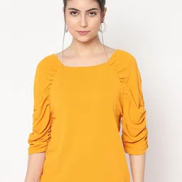 AVANOVA Women Extended Sleeves Sheen Sheer Boxy Top-image-63