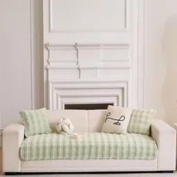 HomeCloud Green Checked Other 1 Piece Sofa Cover-image-40