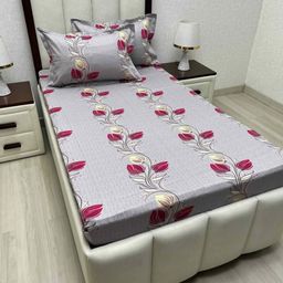 Pure Decor Lounge Fur Purple & Pink Pure Cotton 250 TC Single Bedsheet Set 1.73 m x 2.36 m-image-50