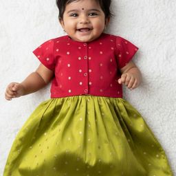 Sangria Girl Green Zari Lehenga and Maroon Blouse Set-picture-1