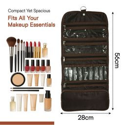 Kuber Industries Brown Parachute Hanging Makeup Kit with Snap Button Organiser image 4