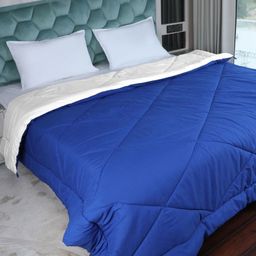 AJISH Navy Blue & White AC Room 210 GSM Double Bed Comforter-image-60