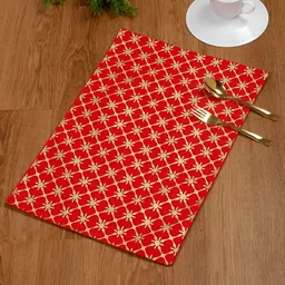 TARAN LIVING Red & Beige 4 Pieces Printed Rectangle Cotton Table Placemats-14