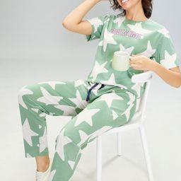 Lotik Women Geometric Printed Top & Pyjama Night suit-image-68